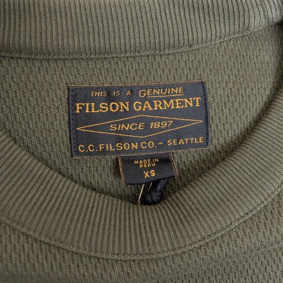 Filson Waffle Knit Thermal Crewneck Shirt Mens XS Long Sleeve Mossy Rock Green - Picture 5 of 16